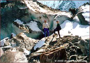 Exploring glacier of Nevado Colque-Cruz