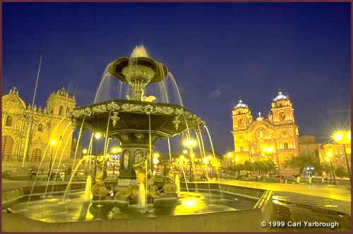 Plaza de Armas in Cusco. Cathedral on the left and the Church of the Company of Jesus on the right